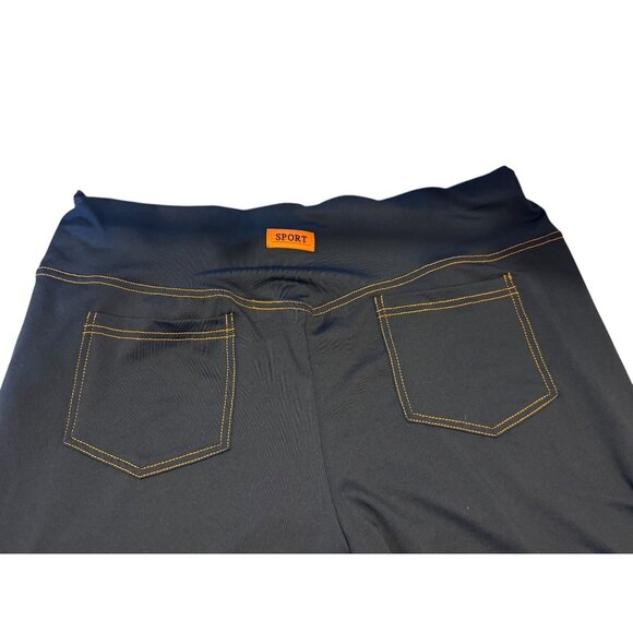 Womens 2X Sport Elastic Waist stretch Navy Pants. Looks like jeans. 2 pockets - Picture 2 of 5